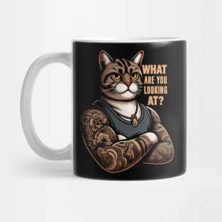 What Are You Looking At meme Tabby Cat Mug